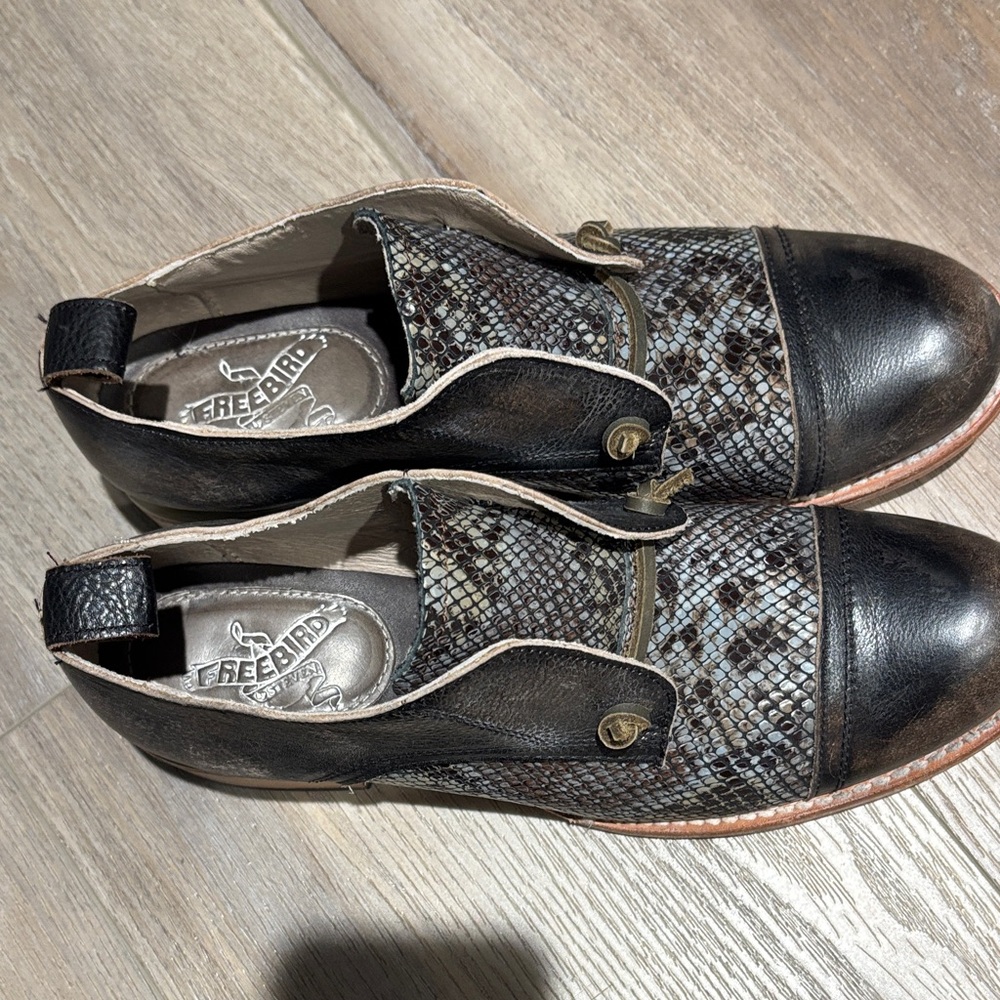 Freebird Black and Brown Ankle Booties